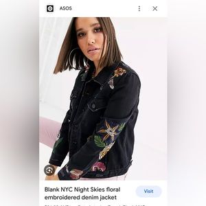 Denim floral embroidered beaded jacket